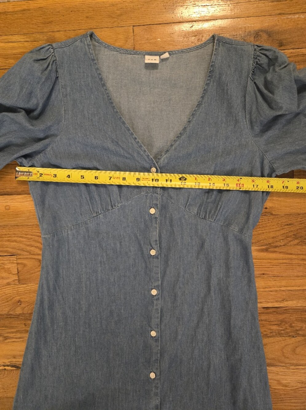 GAP Blue Denim Cotton Puff Sleeve Mini Dress Short Sleeve Cottagecore Small - Picture 6 of 7